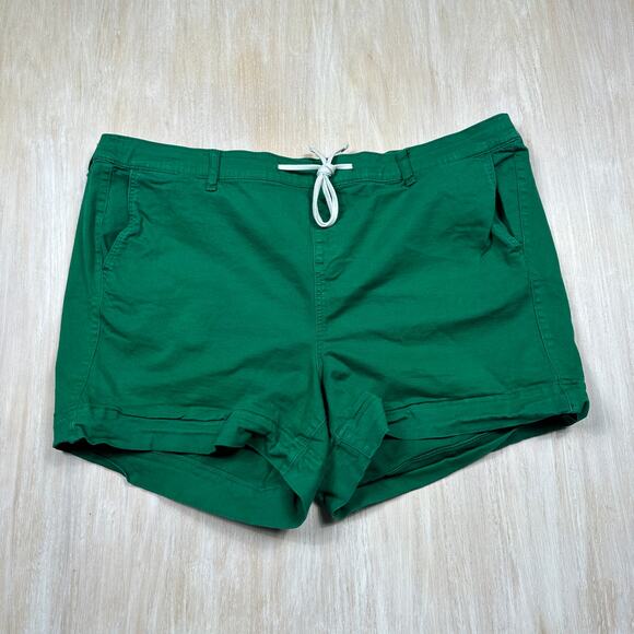Torrid Green Stretch Casual Shorts 4X Plus Elastic Waist Pockets Tie Front - Picture 1 of 15